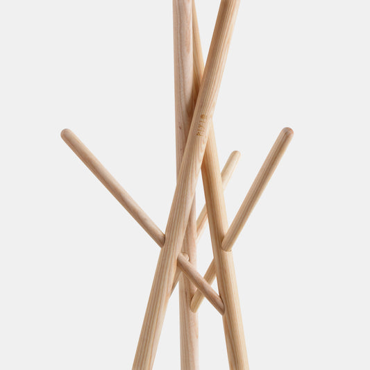 Eco-Friendly All-Wood Beech Coat Rack – Sculptural Six-Leg Stand with Zero Metal Assembly color natural beech wood