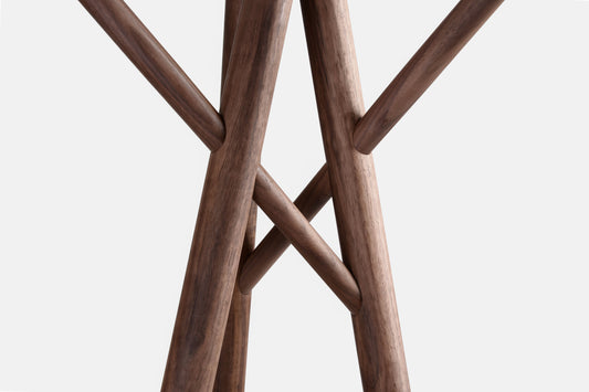 Eco-Friendly All-Wood Beech Coat Rack – Sculptural Six-Leg Stand with Zero Metal Assembly color walnut