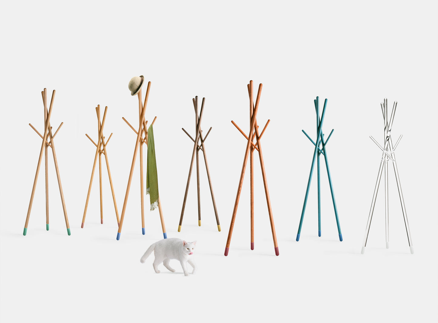 Eco-Friendly All-Wood Beech Coat Rack – Sculptural Six-Leg Stand with Zero Metal Assembly color  natural beech wood