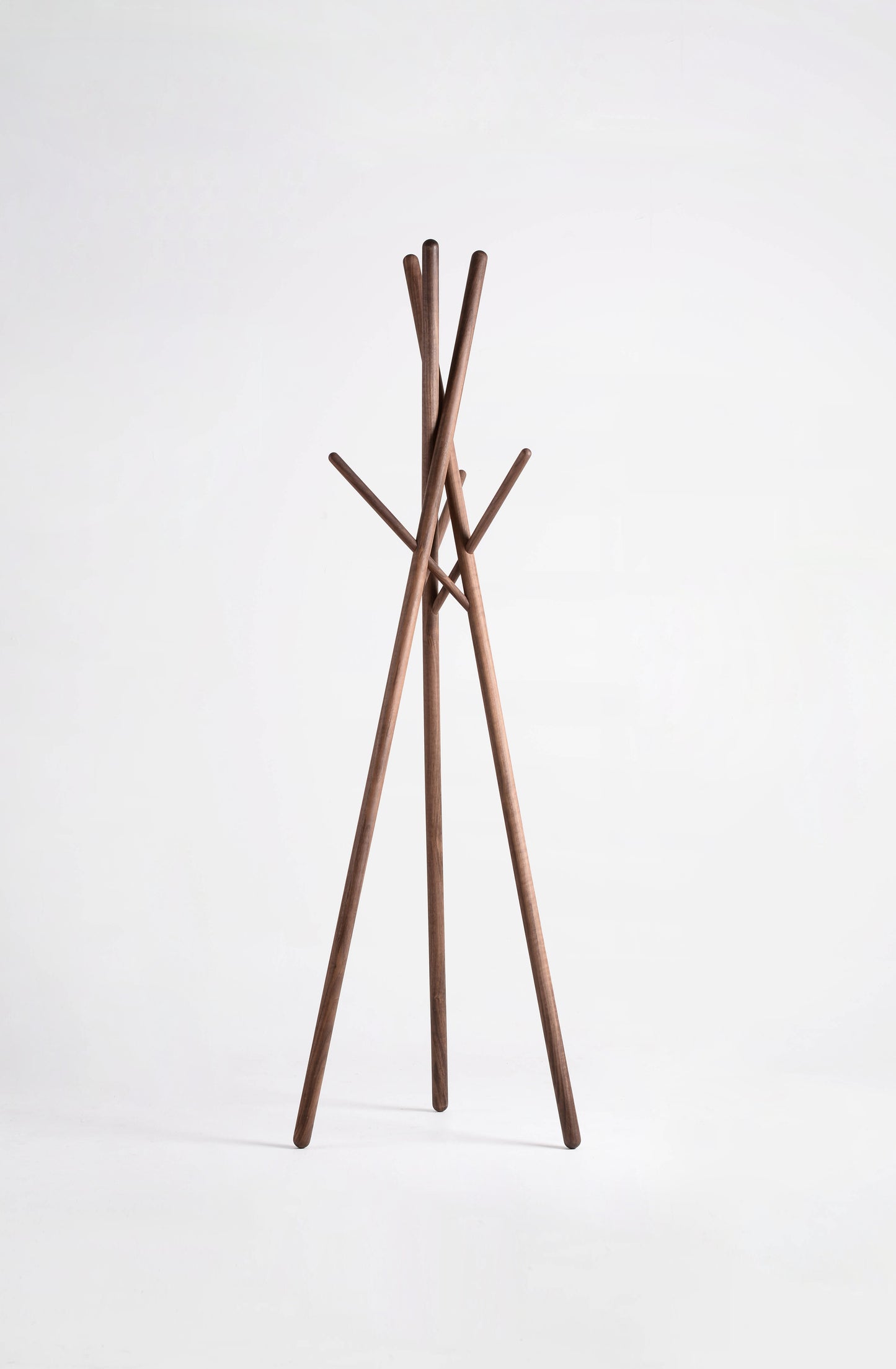 Eco-Friendly All-Wood Beech Coat Rack – Sculptural Six-Leg Stand with Zero Metal Assembly color walnut