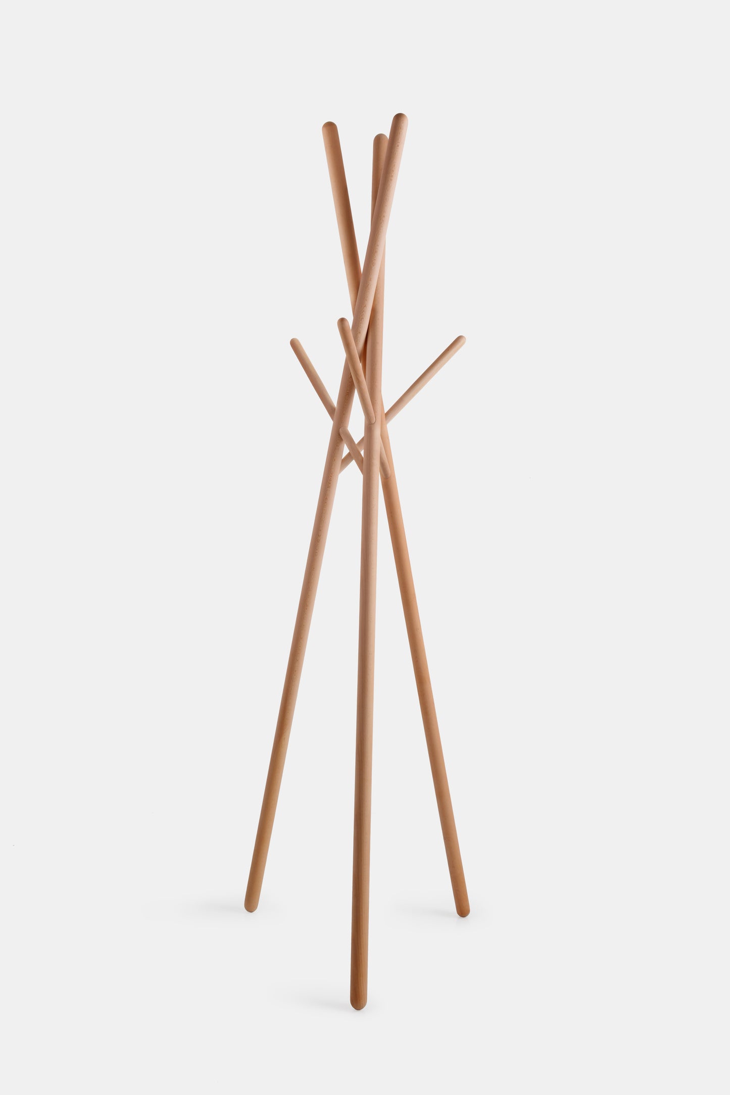 Eco-Friendly All-Wood Beech Coat Rack – Sculptural Six-Leg Stand with Zero Metal Assembly color  natural beech wood